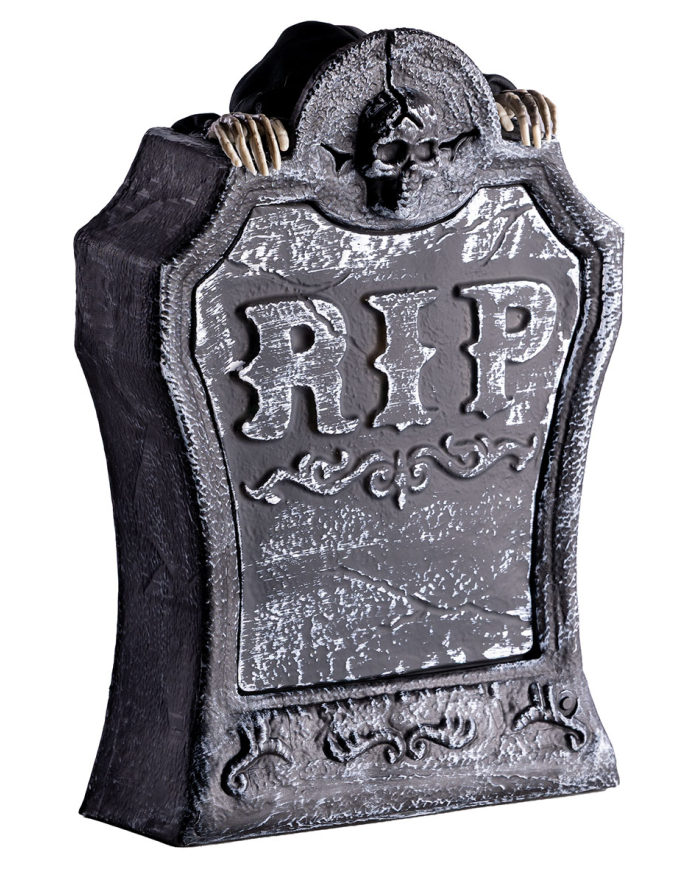 Skeleton tombstone with sound, light and movement (batteries not included) h.cm.40x25 with hangtag/label