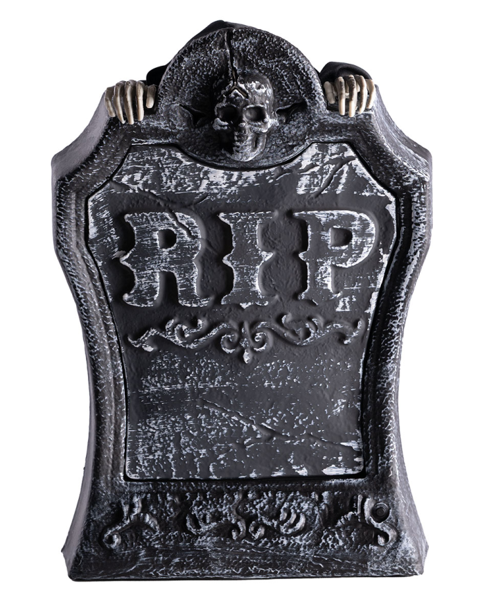 Pierre tombale avec squelette avec son, lumière et mouvement (piles non comprises), hauteur 40x25 cm avec étiquette vo...