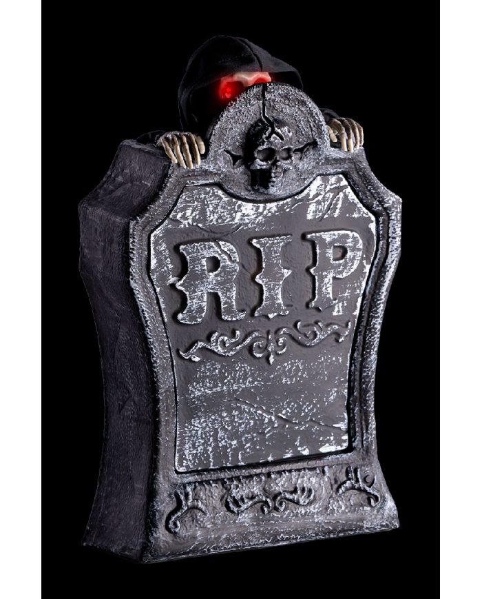 Skeleton tombstone with sound, light and movement (batteries not included) h.cm.40x25 with hangtag/label