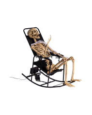 Skeleton in rocking chair with sound, lights and movement (220 volt) in box