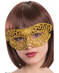 Carved chinless mask with gold glitter, ideal for New Year's