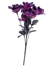 Mazzo 5 rose viola h.cm.32 ca. in plastica con cartellino/etichetta