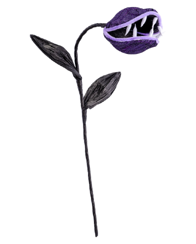 Violette Blume fleischfressende Pflanze aus Stoff H. ca. 60 cm mit Pappschild/Etikett
