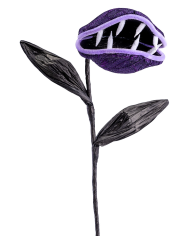 Violette Blume fleischfressende Pflanze aus Stoff H. ca. 60 cm mit Pappschild/Etikett