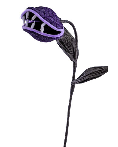 Violette Blume fleischfressende Pflanze aus Stoff H. ca. 60 cm mit Pappschild/Etikett