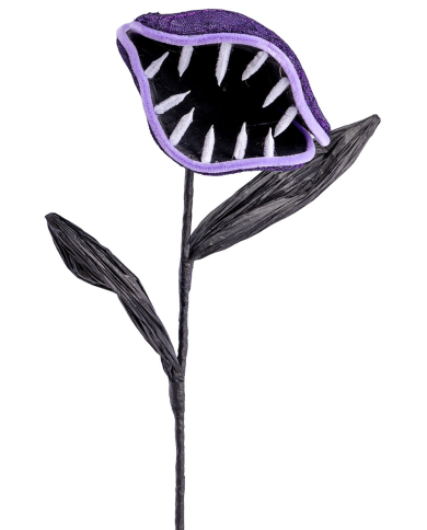 Violette Blume fleischfressende Pflanze aus Stoff H. ca. 80 cm mit Pappschild/Etikett