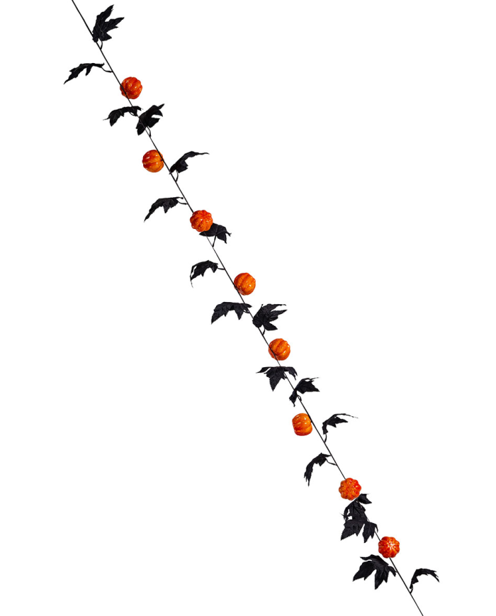 Pumpkins and black leaves garland cm. 190 in bag