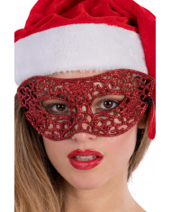 Carved chinless mask with red glitter, ideal for New Year's Eve Carved chinless mask with red glitter, ideal for New Year's Eve