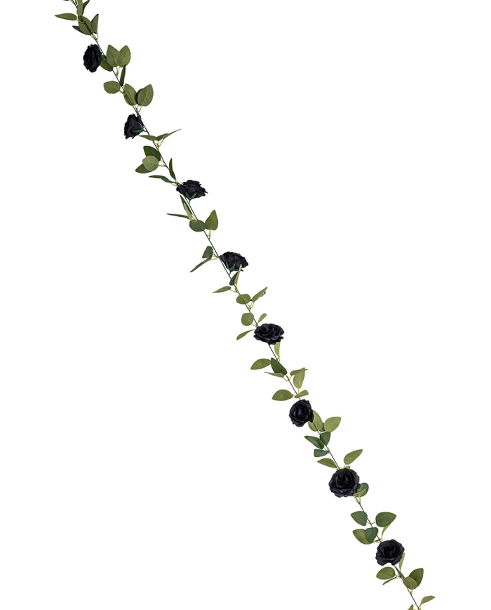 Black roses garland cm. 220 with label