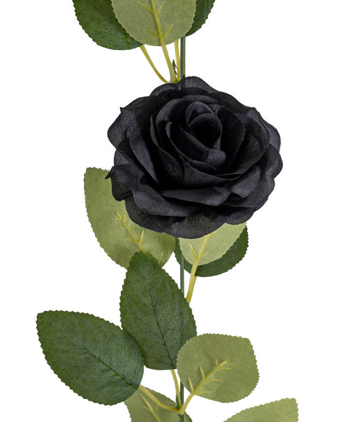 Vertikale Hängeschnur mit schwarzen Rosen L. ca. 220 cm mit Pappschild/Etikett