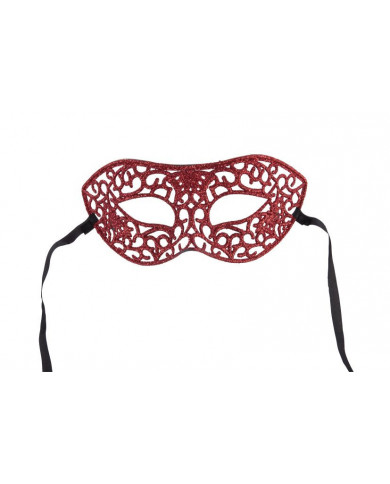 Carved chinless mask with red glitter, ideal for New Year's Eve Carved chinless mask with red glitter, ideal for New Year's Eve