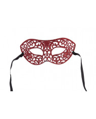 Carved chinless mask with red glitter, ideal for New Year's Eve Carved chinless mask with red glitter, ideal for New Year's Eve