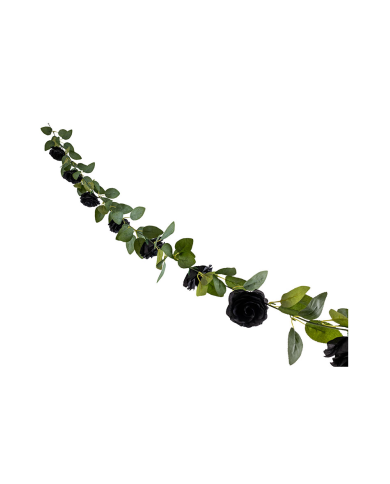 Vertikale Hängeschnur mit schwarzen Rosen L. ca. 220 cm mit Pappschild/Etikett