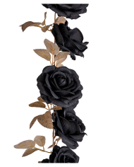 Black roses and leaves garland cm. 178 with label