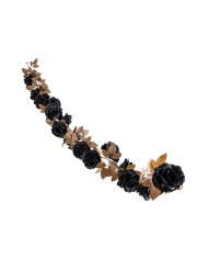 Black roses and leaves garland cm. 178 with label