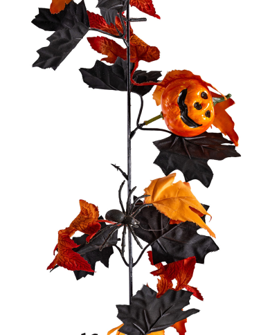 Filza nera/arancione con zucchette e ragni l.cm.180 ca. in busta