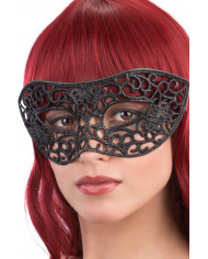 Carved chinless mask with black glitter, ideal for Halloween or