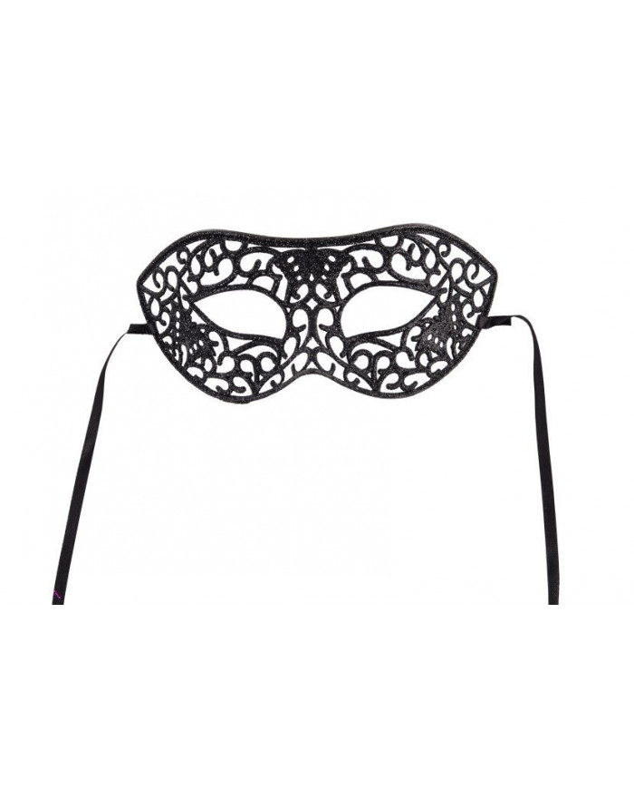 Carved chinless mask with black glitter, ideal for Halloween or