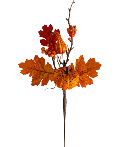 Bouquet floral automne sur tige, hauteur 30 cm environ avec étiquette volante/étiquette