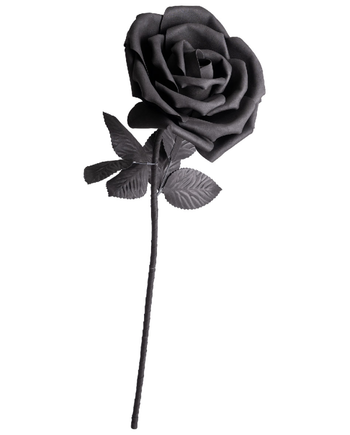 Schwarze Rose aus EVA Durchm. ca. 30 H. ca. 75 cm mit Pappschild/Etikett