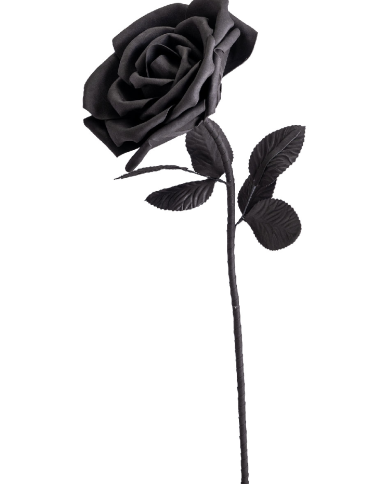 Rose noire en EVA diamètre 30 cm hauteur 75 cm environ avec étiquette volante/étiquette