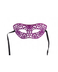 Carved chinless mask with purple glitter, ideal for Halloween