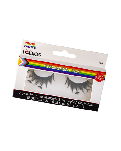 Cils noirs autocollants avec chauves-souris dans une boîte