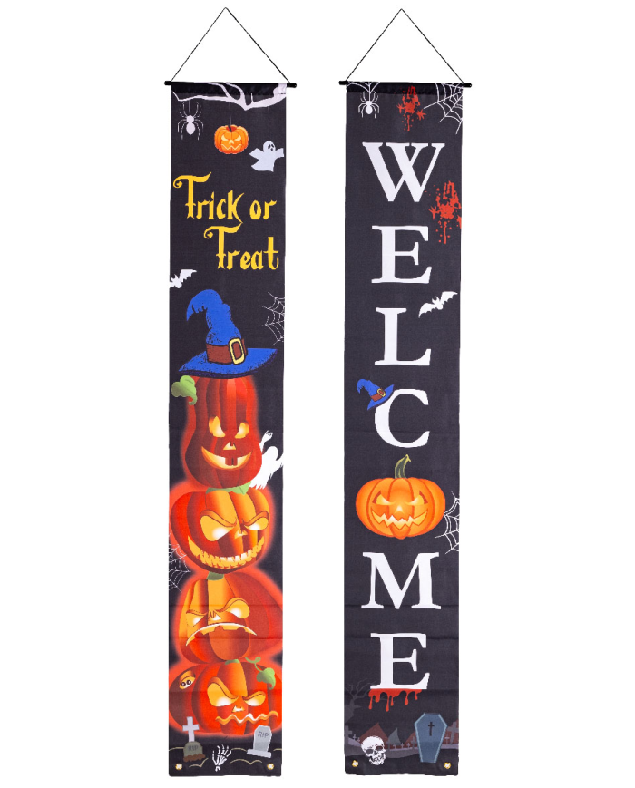 2 Banner aus Stoff Welcome H. ca. 180 x L. ca. 30 cm in Beutel mit Aufhänger