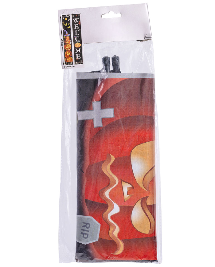 2 bannières en tissu Welcome h. 180 x l. 30 cm environ dans un sachet avec carte d’en-tête