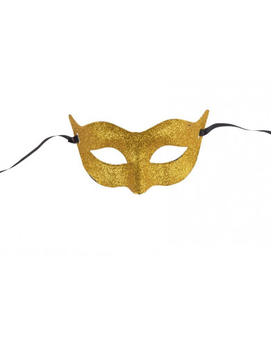 Plastic chinless mask with gold glitter, ideal for New Year's Plastic chinless mask with gold glitter, ideal for New Year's
