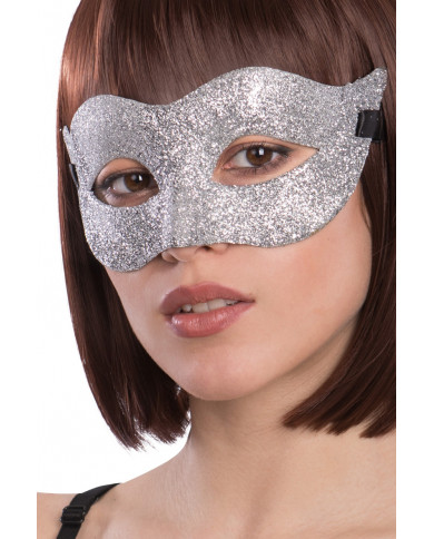 Plastic chinless mask with silver glitter, to illuminate your Plastic chinless mask with silver glitter, to illuminate your