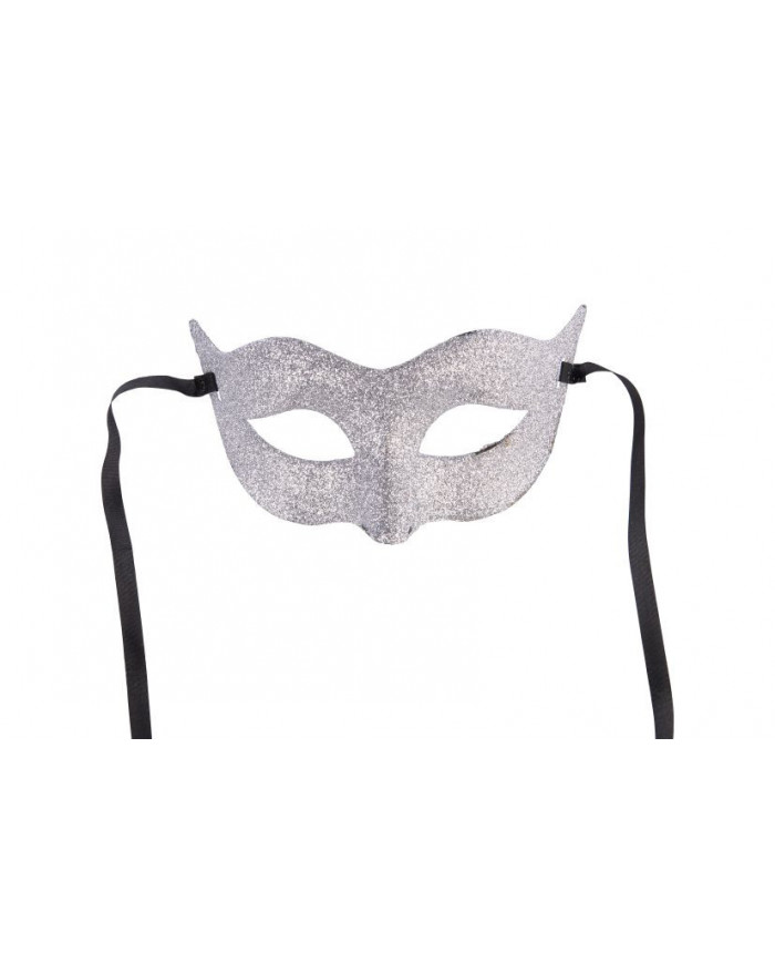Plastic chinless mask with silver glitter, to illuminate your