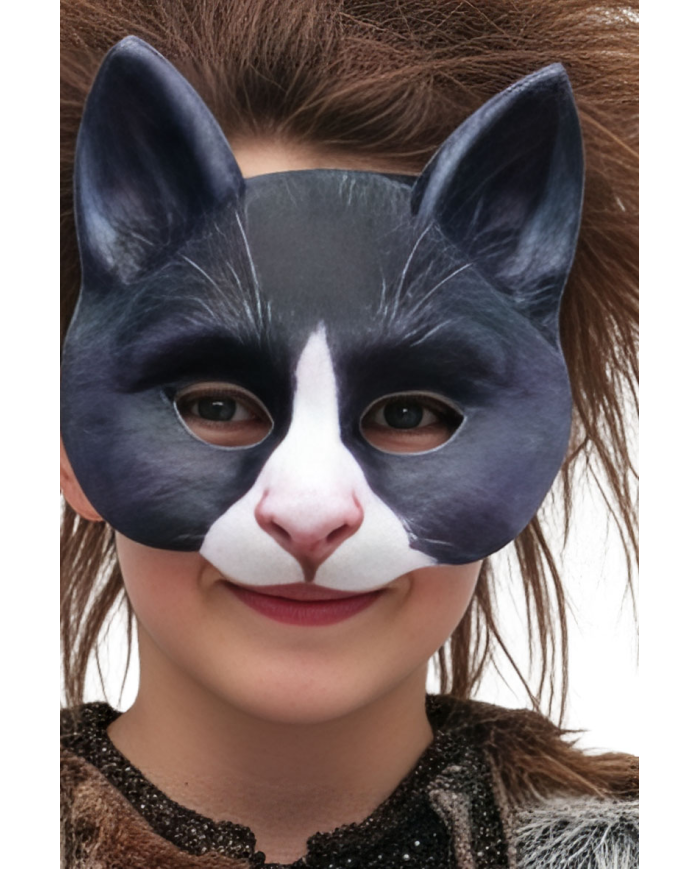 Maschera gatto in tessuto su cartoncino