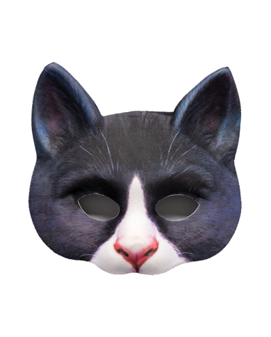 Katzenmaske aus Stoff auf Pappkarton