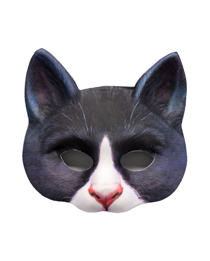 Maschera gatto in tessuto su cartoncino