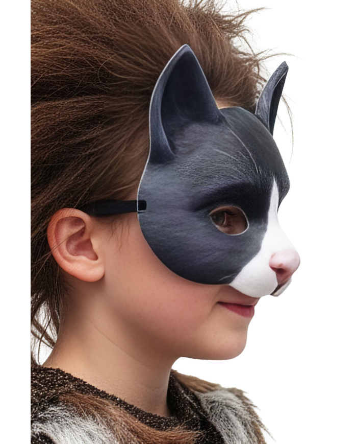 Maschera gatto in tessuto su cartoncino