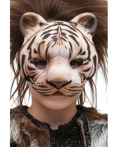 Maschera tigre in tessuto su cartoncino