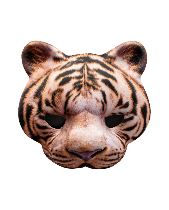 Máscara de tigre de tela sobre cartoncillo