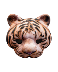 Tigermaske aus Stoff auf Pappkarton