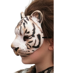 Maschera tigre in tessuto su cartoncino