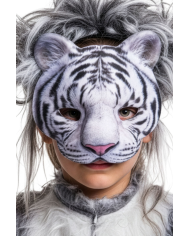 Masque tigre blanc en tissu sur papier cartonné