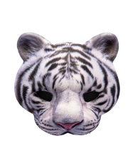 Maschera tigre bianca in tessuto su cartoncino