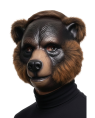 Plastic Brown Bear mask with fur, with hangtag/label