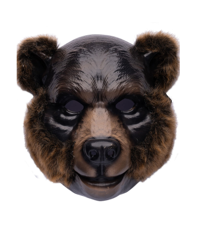 Maschera Orso Bruno in plastica con pelo con cartellino/etichetta