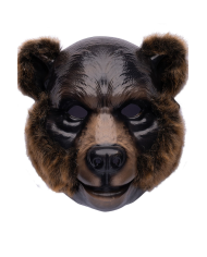 Plastic Brown Bear mask with fur, with hangtag/label