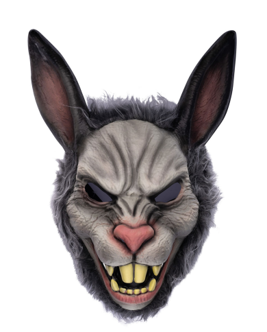 Horror Plastic Rabbit mask with fur, with hangtag/label