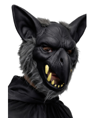 Maschera sciacallo in plastica con pelo con cartellino/etichetta