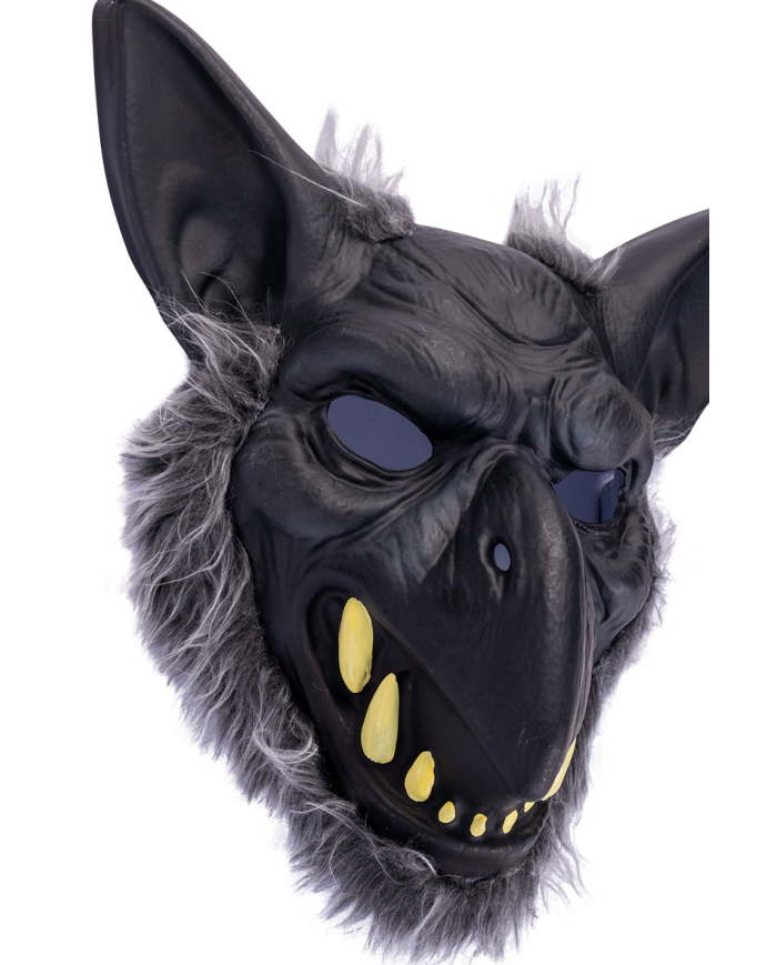Plastic Jackal mask with fur, with hangtag/label