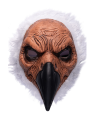 Maschera avvoltoio in plastica con pelo con cartellino/etichetta