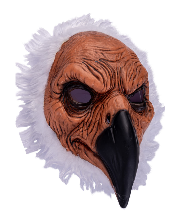 Maschera avvoltoio in plastica con pelo con cartellino/etichetta